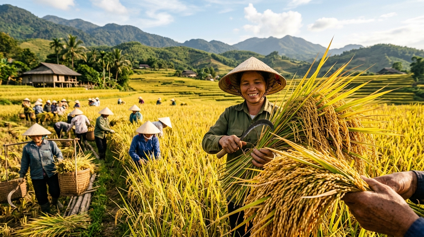 Thu hoạch lúa gạo bội thu