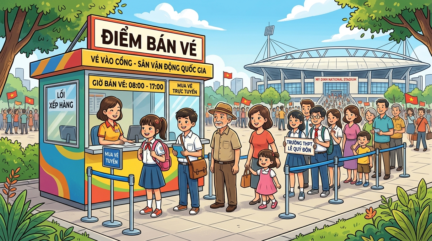 Xếp hàng mua vé bóng đá