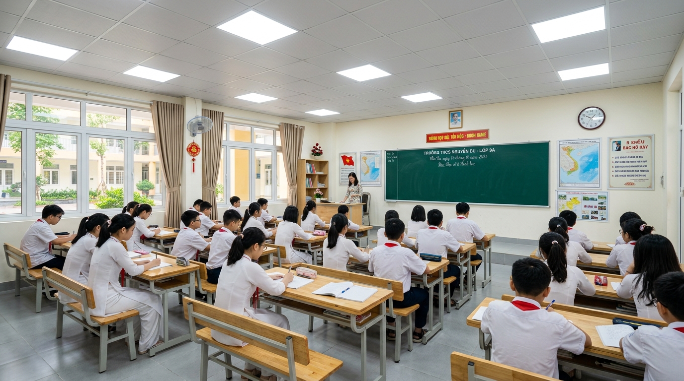 Lớp học thay bóng đèn LED tiết kiệm điện