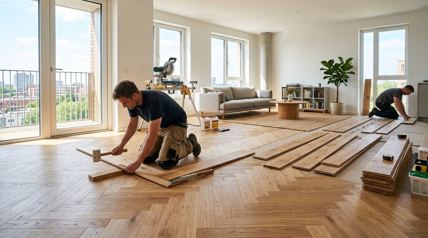 Lát sàn gỗ căn hộ cao cấp