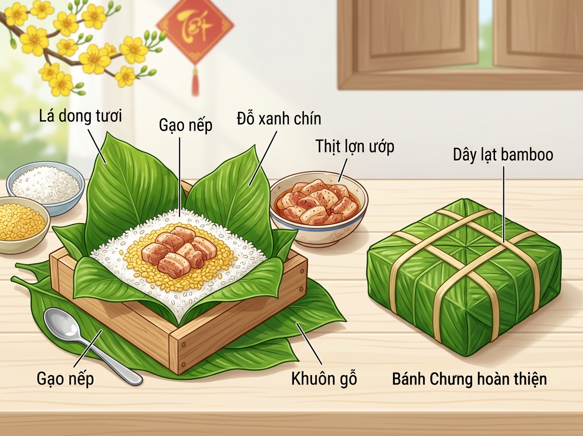 Nguyên liệu làm bánh chưng ngày Tết